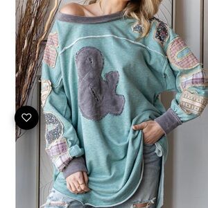OH268–Oli & Hali ROCK AND ROLL 🎸 Patchwork Sweatshirt